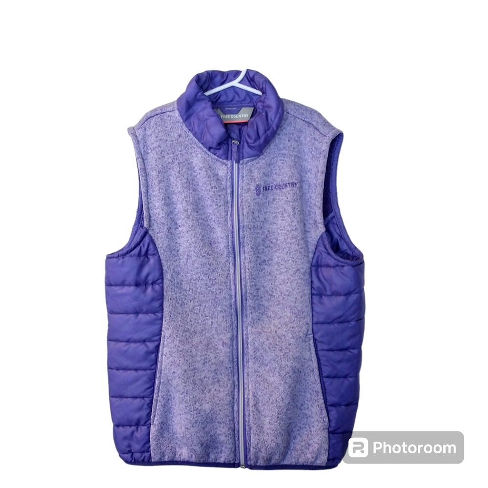 Girl's Free Country Purple Full Zip Vest Size Large 14/16